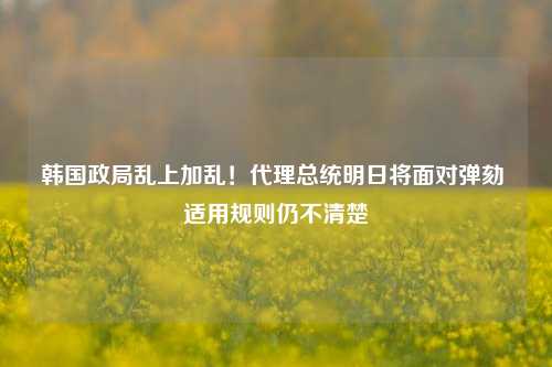 韩国政局乱上加乱！代理总统明日将面对弹劾 适用规则仍不清楚